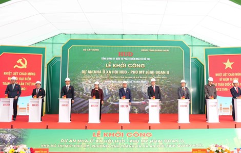 Chủ tịch Công đoàn Xây dựng Việt Nam dự Lễ khởi công Dự án Nhà ở xã hội HUD - Phú Mỹ (Giai đoạn I)